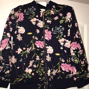 Girls navy blue floral jacket